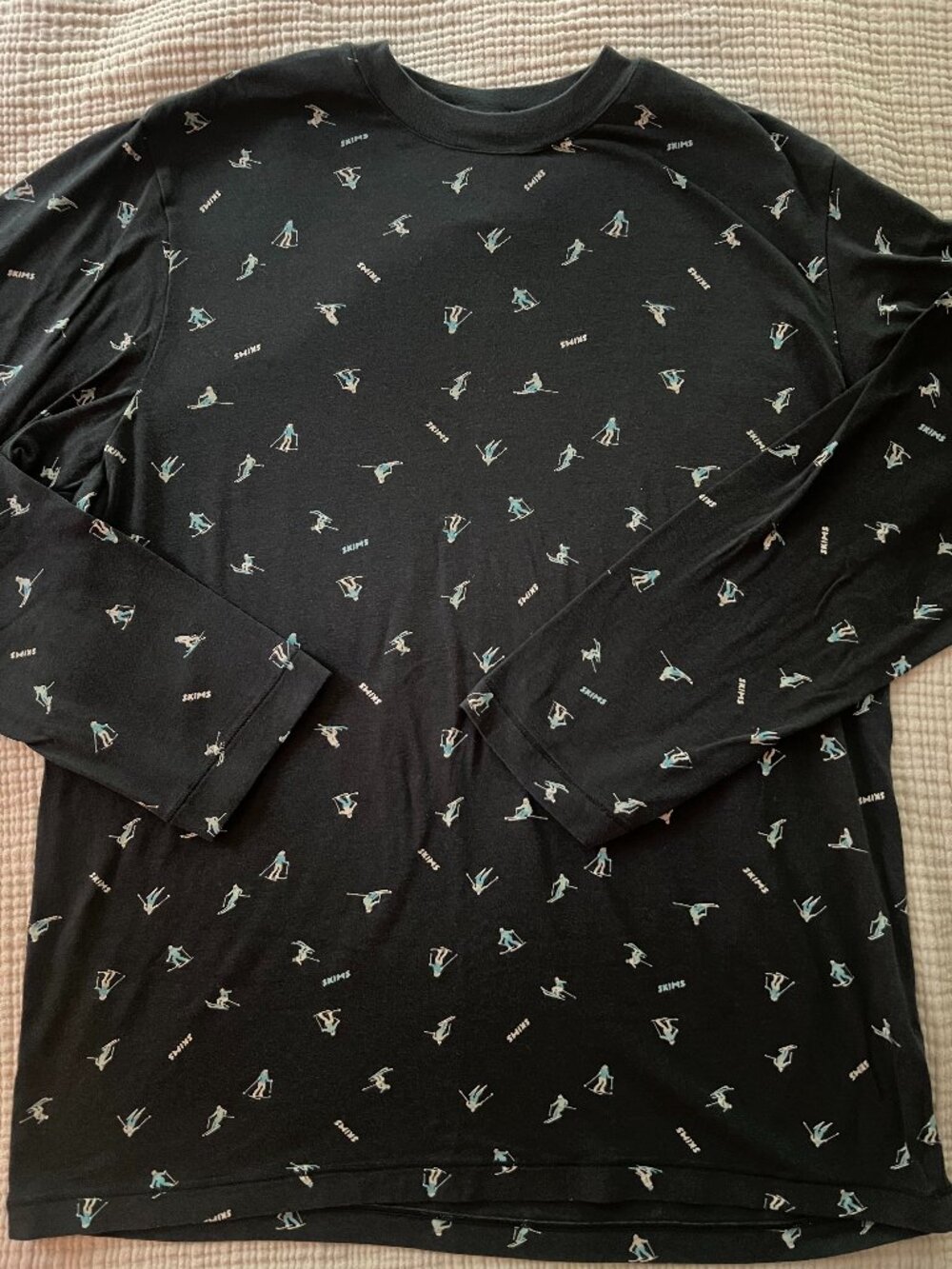 SKIMS Ski Print Boyfriend Long Sleeve T-Shirt RARE Size Small Like New